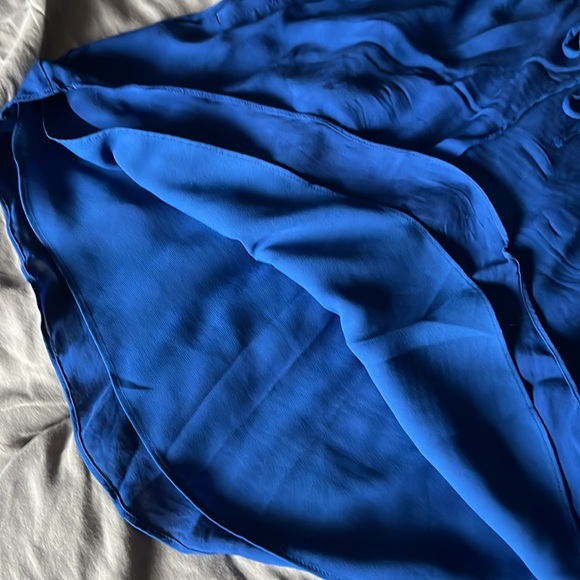 Babaton Aritzia Dress Benedict Silk Sleeveless Drawstring Waist Blue Sz. L - Picture 6 of 10